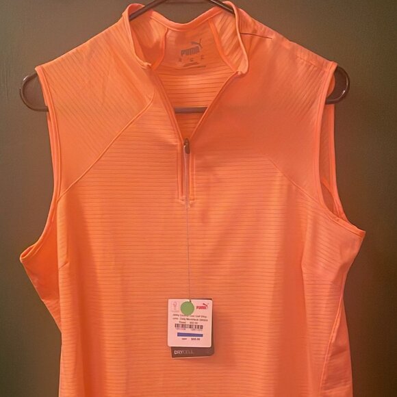 Puma Sleeveless Orange Golf Top - Lightweight & Breathable - Picture 2 of 5